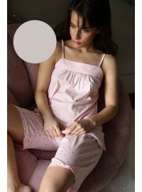 Γυναικεία πυτζάμα Happy Family - Γκρι - Τιράντα - Βερμούδα