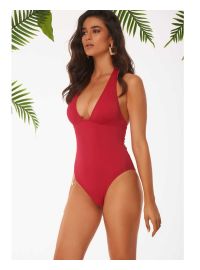 Γυναικείο μαγιό ολόσωμο Rock Club - Κόκκινο - V Neck