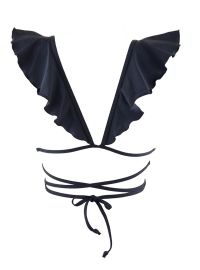 Μαγιό τρίγωνο top Rock Club - Bikini Push Up - Κρουαζέ - Μαύρο