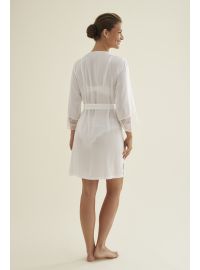 Γυναικεία νυφική ρόμπα Promise - Λευκή - Σατέν - Regular Fit - Polyester