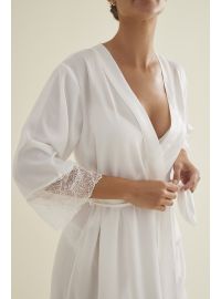 Γυναικεία νυφική ρόμπα Promise - Λευκή - Σατέν - Regular Fit - Polyester