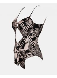 Γυναικείο μαγιό ολόσωμο Strapless Rock Club - Άνοιγμα μπροστά - Macacao print - Regular Fit - LycraΓυναικείο μαγιό ολόσωμο Strapless Rock Club - Άνοιγμα μπροστά - Macacao print - Regular Fit - Lycra