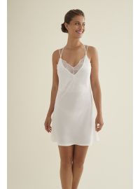 Γυναικείο νυφικό νυχτικό Promise - Λευκό - Σατέν - Regular Fit - Polyester