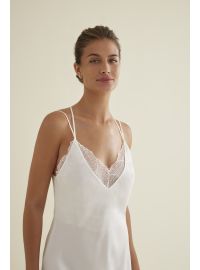 Γυναικείο νυφικό νυχτικό Promise - Λευκό - Σατέν - Regular Fit - Polyester