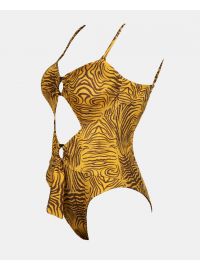 Γυναικείο μαγιό ολόσωμο Strapless Rock Club - Άνοιγμα μπροστά - Siba print - Regular Fit - Lycra