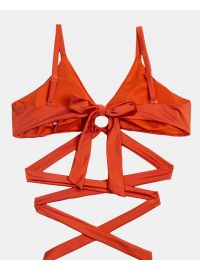 Γυναικείο Μαγιό τρίγωνο Rock Club - Terracotta με κρίκο - Τοπ Bikini - Plus Size - Lycra