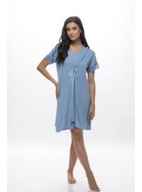 Γυναικεία ρόμπα Galaxy - Γαλάζια - Mini - Regular Fit - Viscose
