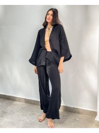 Γυναικείο Beachwear παντελόνι Rock Club - Μαύρη Παντελόνα - Γάζα - Regular Fit