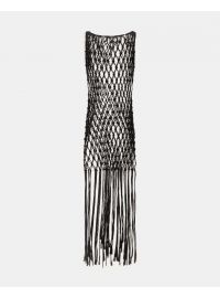 Γυναικείο Beachwear Rock Club - Χειροποίητο Φόρεμα Macrame - Μαύρο με κρόσσια - Regular Fit - Cotton