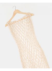 Γυναικείο Beachwear Rock Club - Χειροποίητο Φόρεμα Macrame - Μπεζ με κρόσσια - Regular Fit - Cotton