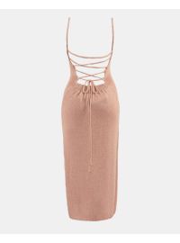 Γυναικείο Beachwear Rock Club - Πλεκτό Φόρεμα Maxi - Rose Gold - Regular Fit - Lurex