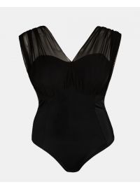 Γυναικείο Γυναικείο Plus Size μαγιό ολόσωμο Rock Club - Μαύρο - Πολυμορφικό - Cup E F -Lycra