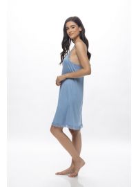 Γυναικείο νυχτικό Galaxy - Γαλάζιο - Τιράντα - Mini - Regular Fit - Cotton