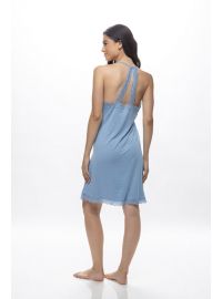 Γυναικείο νυχτικό Galaxy - Γαλάζιο - Τιράντα - Mini - Regular Fit - Cotton