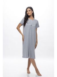 Γυναικείο νυχτικό Galaxy - Γκρι πουά - Midi - Regular Fit - CottonΓυναικείο νυχτικό Galaxy - Γκρι πουά - Midi - Regular Fit - Cotton