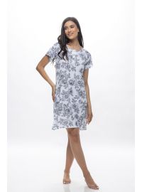 Γυναικείο νυχτικό Galaxy - Λευκό φλοράλ - Mini - Regular Fit - Cotton