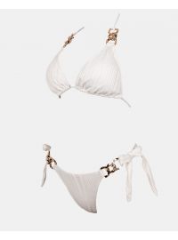 Γυναικείο Σετ μαγιό Rock Club - Λευκό - Bikini δετό με αλυσίδες - Regular Fit - Lycra