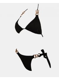 Γυναικείο Σετ μαγιό Rock Club - Μαύρο - Bikini δετό με αλυσίδες - Regular Fit - Lycra