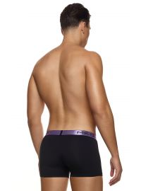 MED Ανδρικό boxer Logan - Μαύρο - Εξωτερικό Λιλά λάστιχο - Regular Fit - Modal