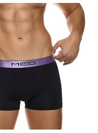 MED Ανδρικό boxer Logan - Μαύρο - Εξωτερικό Λιλά λάστιχο - Regular Fit - Modal
