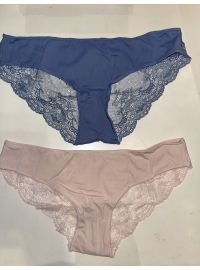 Slip Κανονικό Promise 2 Pack - Σιέλ Ροζ - laser cut - Δαντέλα Πίσω - Χωρίς ραφές - 2 Τεμάχια