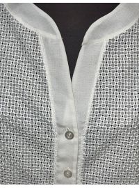 Lida Γυναικείο Beachwear - 3/4 μανίκι - Λευκό - Βαμβακερό - Μαό Γιακά