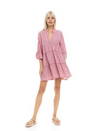 Γυναικείο Beachdress Pink Label -  Φόρεμα - Ροζ Ριγέ - Regular Fit - Cotton