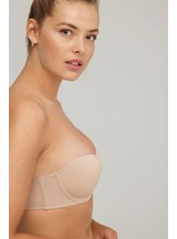 Γυναικείο Σουτιέν στράπλες Promise - Μπεζ - Regular Fit - Polyester - Cup D - Μεγάλα Μεγέθη