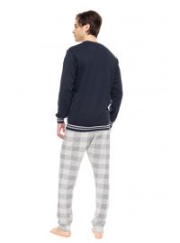 Ανδρική πυτζάμα ULISSE  - Γρι Καρό παντελόνι - Μπλε - Cotton - Regular Fit
