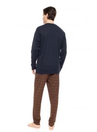 Ανδρική πυτζάμα ULISSE  - Μπλε - Καφέ Καρό παντελόνι - Cotton - Regular Fit