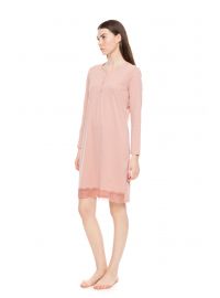 Γυναικείο Νυχτικό Pink Label -  Ροζ - Δαντέλα - Cotton - Regular Fit