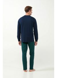 Ανδρική πυτζάμα Vamp - Μπλε - Γεωμετρικό print - Cotton - Regular FitΑνδρική πυτζάμα Vamp - Μπλε - Γεωμετρικό print - Cotton - Regular Fit