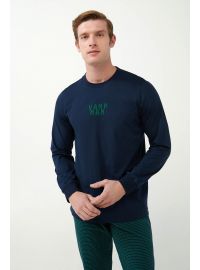 Ανδρική πυτζάμα Vamp - Μπλε - Γεωμετρικό print - Cotton - Regular Fit
