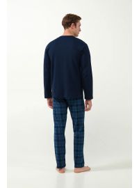 Ανδρική πυτζάμα Vamp - Μπλε - Καρό print - Cotton - Regular Fit