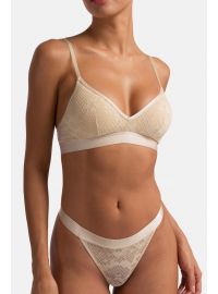 Γυναικεία Bralette Dorina - 1+1 ΔΩΡΟ - Γεωμετρική Δαντέλα - Πράσινο - Μπεζ -  Polyamide - Regular Fit