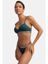 Γυναικεία Bralette Dorina - 1+1 ΔΩΡΟ - Γεωμετρική Δαντέλα - Πράσινο - Μπεζ -  Polyamide - Regular Fit