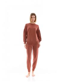 Γυναικεία Πυτζάμα Pink Label - Earth Red - Modal - Regular Fit