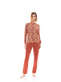 Γυναικεία Πυτζάμα Pink Label - Εμπριμέ - Bronze - Viscose - Regular Fit