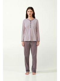 Γυναικεία Πυτζάμα Vamp - Ροζ Houndstooth print - Regular Fit - Cotton