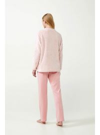 Γυναικεία Πυτζάμα Vamp - Ροζ - Πιε-ντε-πουλ print - Regular Fit - Polyester -Cotton