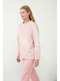 Γυναικεία Πυτζάμα Vamp - Ροζ - Πιε-ντε-πουλ print - Regular Fit - Polyester -Cotton