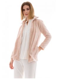Γυναικεία Ρόμπα Pink Label - Dusty Pink - Ψαροκόκαλο - Fleece - Polyester - Regular Fit
