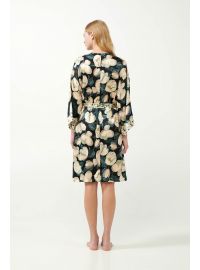 Γυναικεία Ρόμπα Vamp - Σταυρωτή  με ζώνη - Φλοράλ - Regular Fit - Viscose Satin