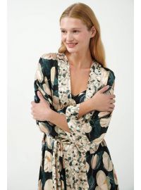 Γυναικεία Ρόμπα Vamp - Σταυρωτή  με ζώνη - Φλοράλ - Regular Fit - Viscose Satin