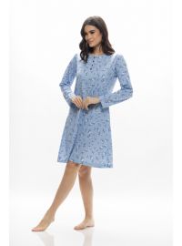 Γυναικείο νυχτικό Galaxy - Γαλάζιο Φλοράλ - Mini - Regular Fit - Cotton