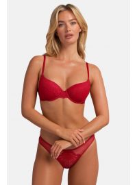 Γυναικείο Σουτιέν MACIE Dorina - Κόκκινο δαντέλα & Μαύρο - 1+1 ΔΩΡΟ - Cup C D - Polyamide - Regular Fit