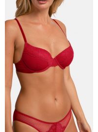 Γυναικείο Σουτιέν MACIE Dorina - Κόκκινο δαντέλα & Μαύρο - 1+1 ΔΩΡΟ - Cup C D - Polyamide - Regular Fit