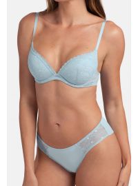Γυναικείο Σουτιέν Push Up Dorina - Γαλάζιο δαντέλα & Γκρι - 1+1 ΔΩΡΟ - Cup B - Polyester - Regular Fit
