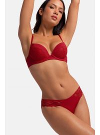 Γυναικείο Σουτιέν Push Up Dorina - Κόκκινο δαντέλα & Μπεζ - 1+1 ΔΩΡΟ - Cup B - Polyester - Regular Fit