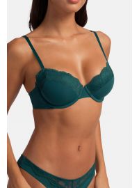 Σουτιέν Balconette Dorina SUNNIVA- Πράσινο με δαντέλα + Μπεζ - 1+1 ΔΩΡΟ - Cup C D -Polyamide - Regular Fit